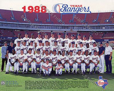texas rangers baseball team roster in 1988